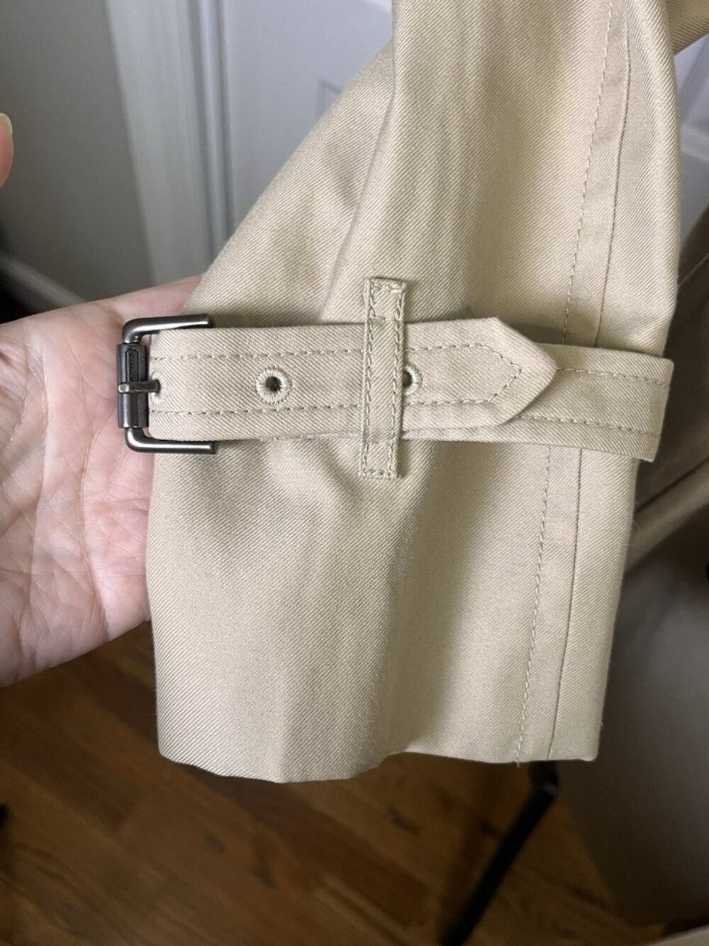 Coach Women's Medium Double Breasted Classic Khaki Trench Coat Belted Button Up - Picture 5 of 14
